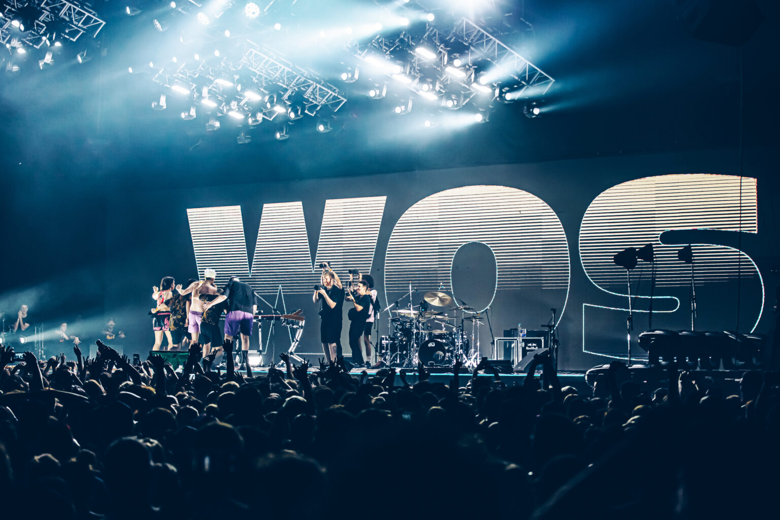 The WOS stage set seen from the back of the field — Wos live in Buenos Aires, photographed by Anita Almaraz.
