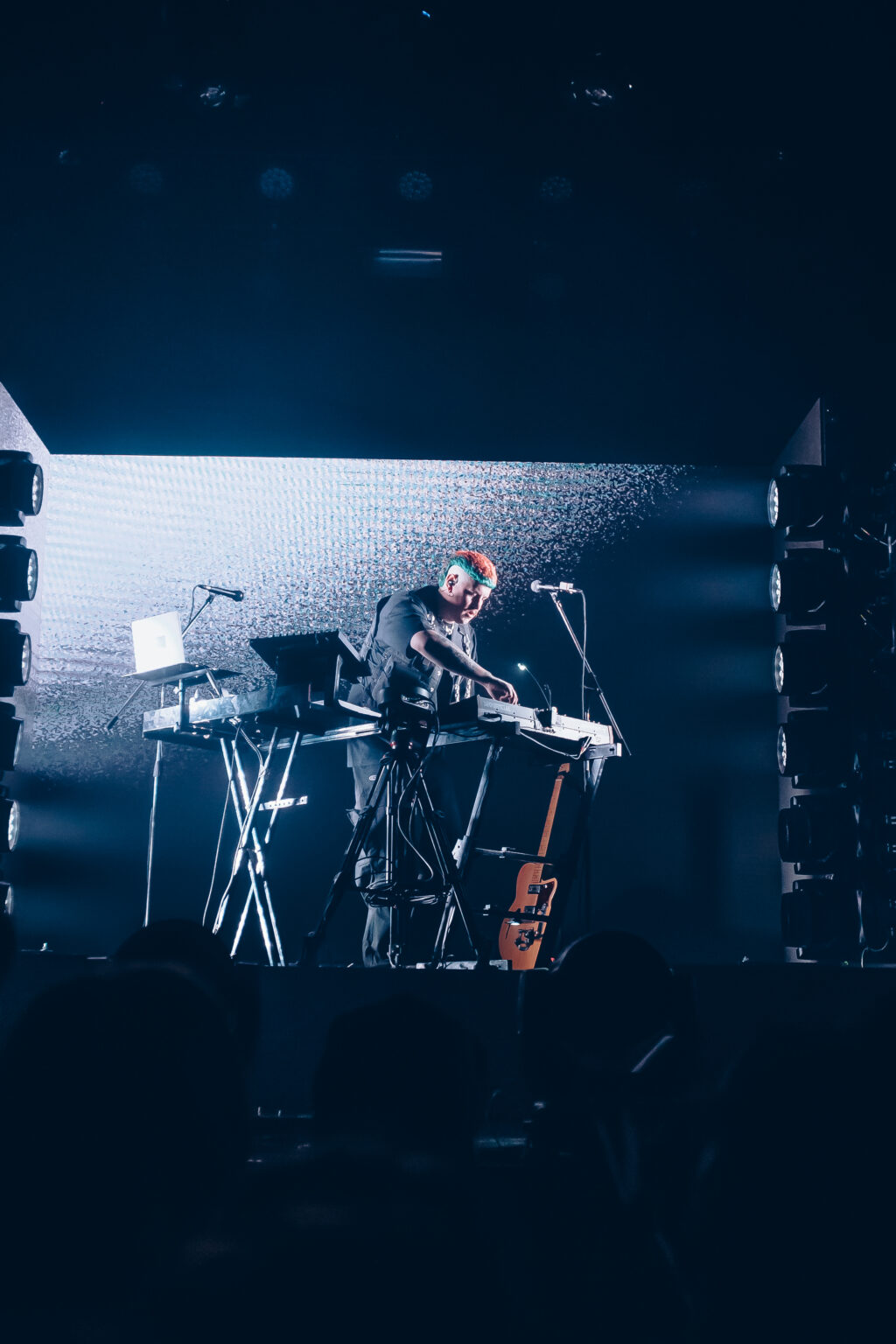 Keyboards and laptop on stage at the start of the show — Evlay at Niceto Club, Buenos Aires, 19 December 2023. Photographed by Anita Almaraz.